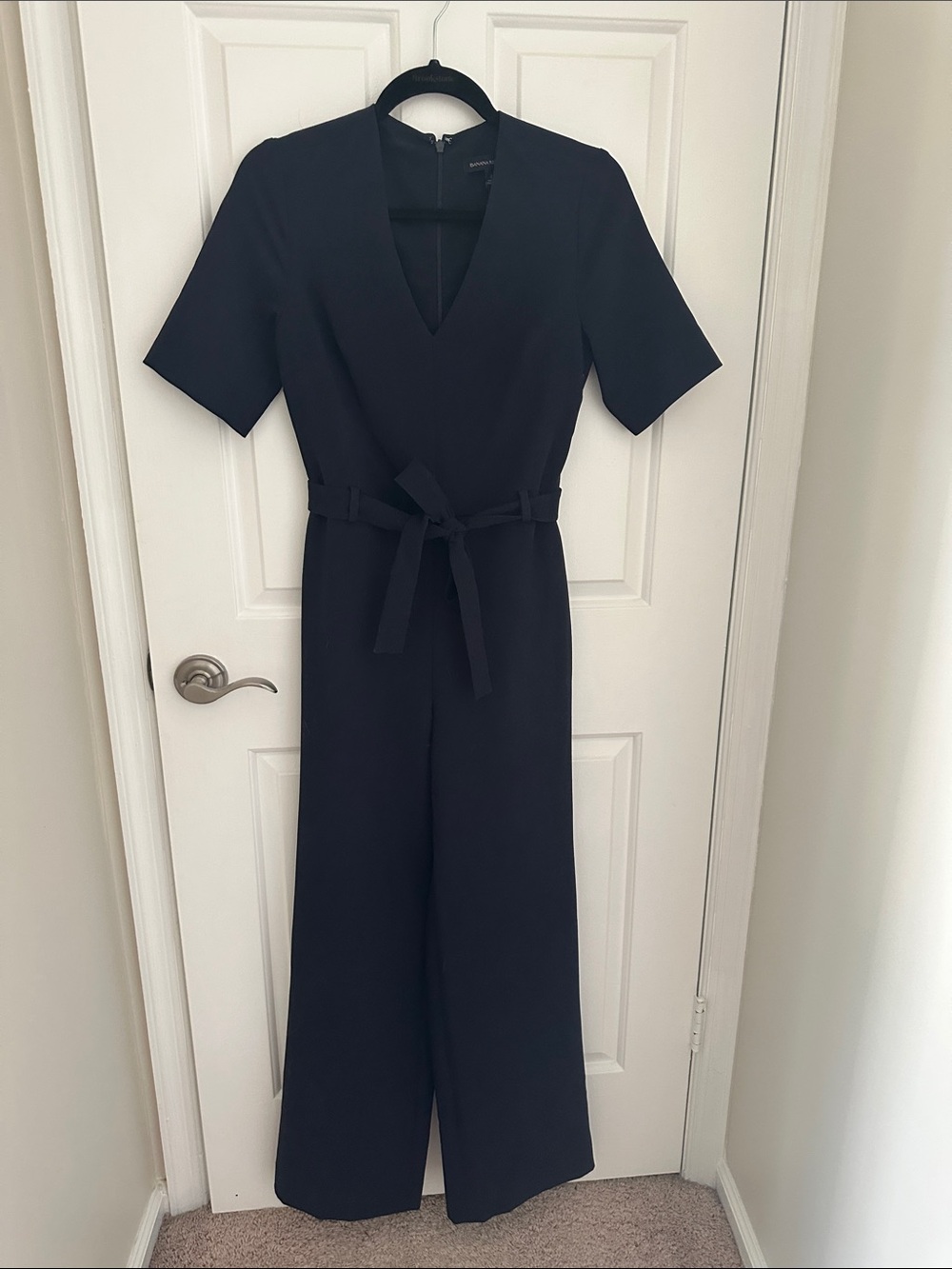 Banana Republic Navy Blue Tie-Waist Jumpsuit